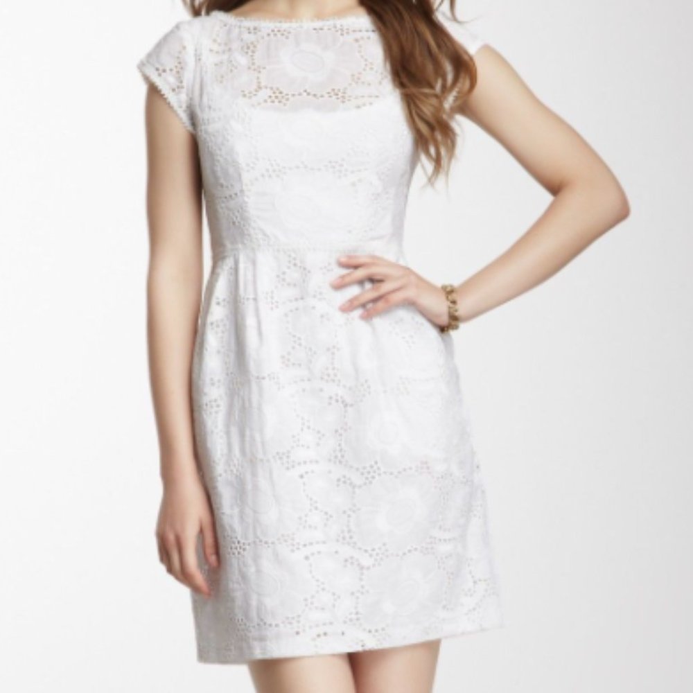 Nanette Lepore "Vamos" White Eyelet Dress